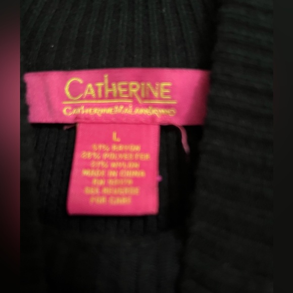 Catherine Maladrino Black Cold Shoulder Sweater Size Large NWOT - Picture 4 of 5